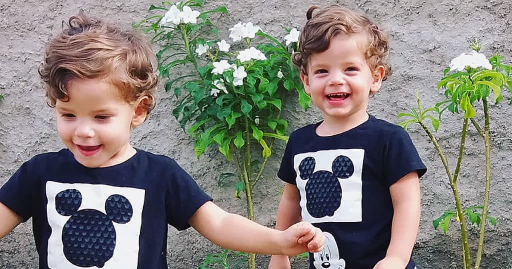 Happy children: twin boys